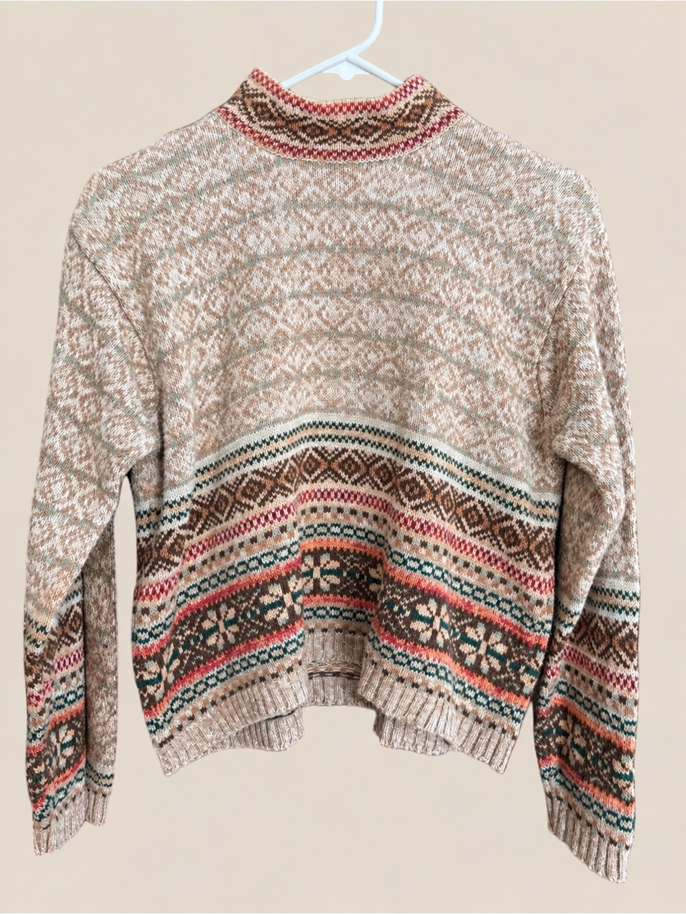 Vintage Tiara Fair Isle Cropped Sweater 🤎